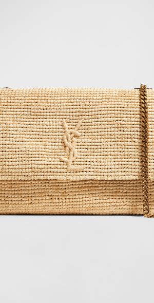 Saint Laurent Kate Medium YSL Reversible Raffia/Leather 